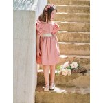 Robe c�r�monie fille ceinture dor�e blush
