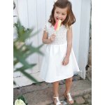 Robe crmonie fille effet 2 en 1 haut en macram ivoire