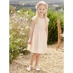 Robe crmonie fille effet 2 en 1 haut en macram rose nude