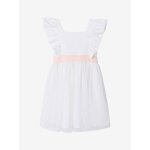 Robe c�r�monie fille satin de coton � volants blanc