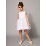 Robe de cérémonie fille en satin et tulle blanc Robe de cérémonie fille en satin et tulle blanc