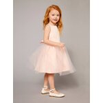 Robe crmonie fille satin et tulle rose poudr
