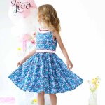 Robe c�r�monie fleurie et hepburn bleu fonc� rouge