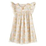Robe c�r�monie fleurie liberty appoline jaune rose bleu