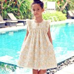Robe c�r�monie fleurie liberty appoline jaune rose bleu