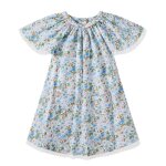 Robe c�r�monie fleurie � manches papillon butterfly bleu clair