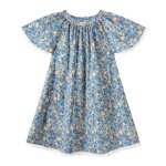 Robe c�r�monie fleurie � manches papillon butterfly bleu fonc�