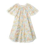 Robe c�r�monie fleurie � manches papillon butterfly jaune pale