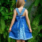 Robe crmonie fleurie noeud amovible anais bleu fonc