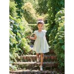 Robe de c�r�monie en gaze de coton fille manches en broderie anglaise vert sauge