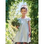 Robe de c�r�monie en gaze de coton fille manches en broderie anglaise vert sauge
