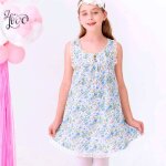 Robe c�r�monie liberty � bretelles crois�es ana�s bleu ciel rose