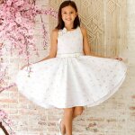Robe de crmonie lin et hepburn blanc or