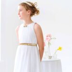 Robe c�r�monie et longue hepburn blanc dor�