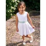 Robe de c�r�monie motifs fleurs fille blanc
