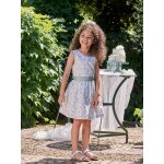 Robe de c�r�monie motifs fleurs fille bleu clair