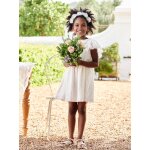 Robe crmonie raye fil brillant fille cru