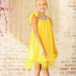 Robe crmonie voile col fleuri liberty alizee jaune lilas fleuri