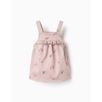 Robe chasuble en serg� avec imprim� fleuri rose clair