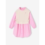 Robe - chemise fille effet 2 en 1 �cru