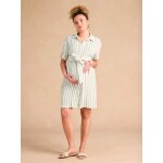 Robe chemise à larges rayures grossesse et allaitement envie de fraise en gaze de coton vert sauge Robe chemise à larges rayures grossesse et allaitement envie de fraise en gaze de coton vert sauge