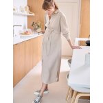 Robe - chemise longue gaze de coton grossesse et allaitement beige