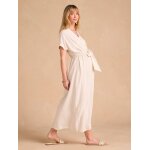 Robe chemise longue en lin m�lang� grossesse et allaitement beige