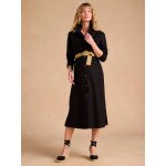 Robe chemise longue en lin mlang grossesse et allaitement envie de fraise coton effet lin noir