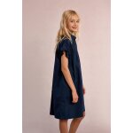 Robe chemise � smocks bleu marine