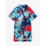 Robe col chemise bleu