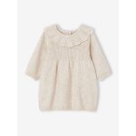 Robe  collerette en tricot bb beige chin
