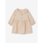 Robe  collerette en velours milleraies bb beige