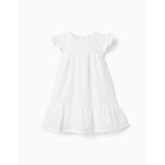 Robe en coton avec broderie anglaise et volants blanc