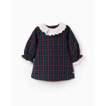 Robe en coton  carreaux avec broderie b&s brothers & sisters vert fonc