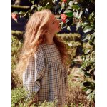 Robe en coton � carreaux et manches bouffantes vert clair