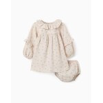 Robe en coton � fleurs + bloomer b&s beige