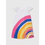 Robe en coton avec imprim� arc - en - ciel pour fille blanc