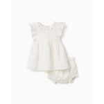 Robe en coton et lin + bloomer blanc