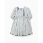 Robe en coton avec manches bouffantes et fleurs you&me beige clair