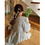 Robe en coton avec manches bouffantes et fleurs you&me beige clair
