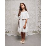 Robe en coton � manches cape et ceinture blanc