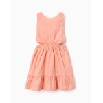 Robe en coton � pois suisses et d�coupes orange clair