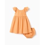 Robe en coton avec volants et doublure jaune fonc�