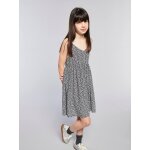 Robe courte � bretelles motifs fleurs gris imprim�