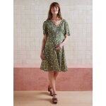 Robe courte fluide imprim�e de grossesse olive