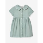 Robe courte gaze de coton vert sauge