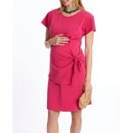 Robe courte de grossesse et d'allaitement matelot fuchsia Robe courte de grossesse et d'allaitement matelot fuchsia