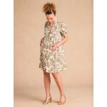 Robe courte de grossesse motifs fleurs kaki