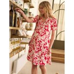 Robe courte de grossesse motifs fleurs rouge