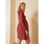 Robe courte en maille grossesse et allaitement rouge moyen uni